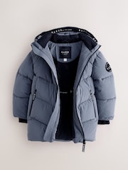 Baker by Ted Baker Blue Shower Resistant Midlength Padded Coat - Image 9 of 16