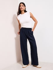 Friends Like These Navy Elastic Waist Wide Leg Trousers - Image 2 of 4