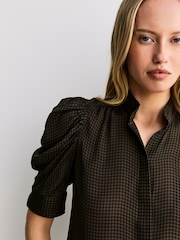 FRAME Brown The Houndstooth Gillian Top - Image 5 of 6
