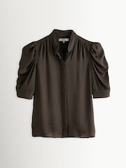 FRAME Brown The Houndstooth Gillian Top - Image 6 of 6