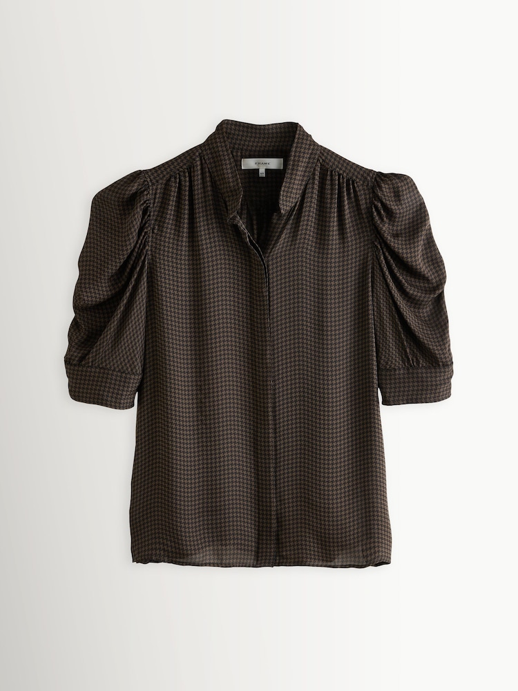 FRAME Brown The Houndstooth Gillian Top - Image 6 of 6