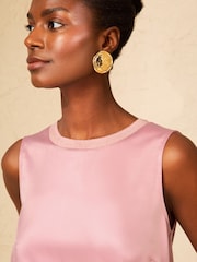 Love & Roses Blush Pink Lurex Trim Satin Front Vest - Image 2 of 4