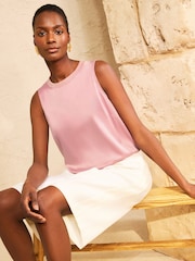 Love & Roses Blush Pink Lurex Trim Satin Front Vest - Image 3 of 4