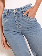 Lipsy Mid Wash Blue Petite Straight Crop Leg Jeans - Image 3 of 4