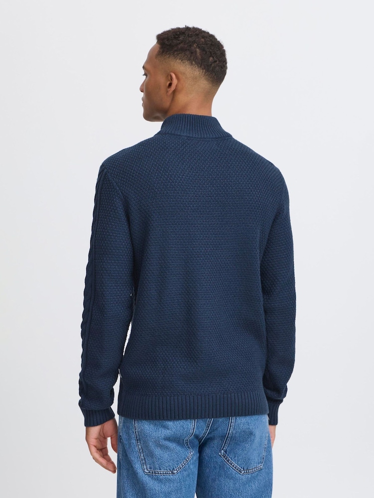 Blend Blue Long Sleeve Quarter Zip Knitted Jumper - Image 2 of 5 Blend Blue Long Sleeve Quarter Zip Knitted Jumper - Image 2 of 5