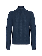 Blend Blue Long Sleeve Quarter Zip Knitted Jumper - Image 5 of 5