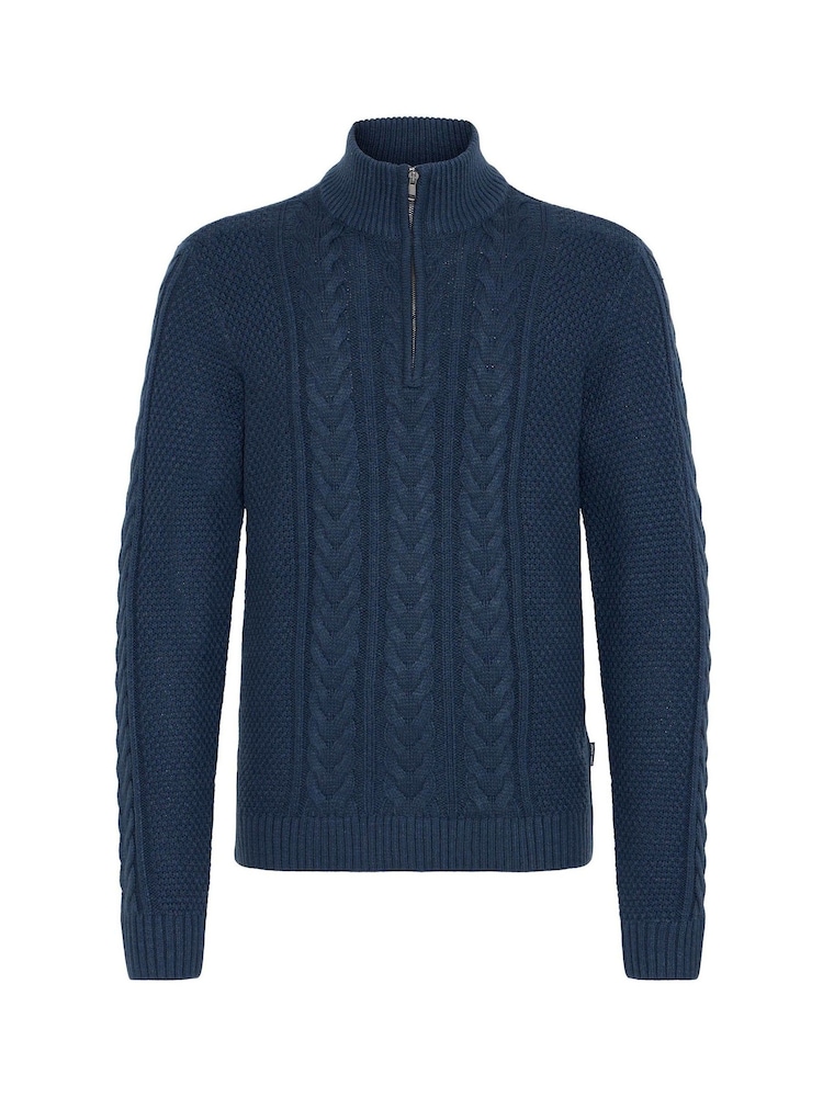 Blend Blue Long Sleeve Quarter Zip Knitted Jumper - Image 5 of 5