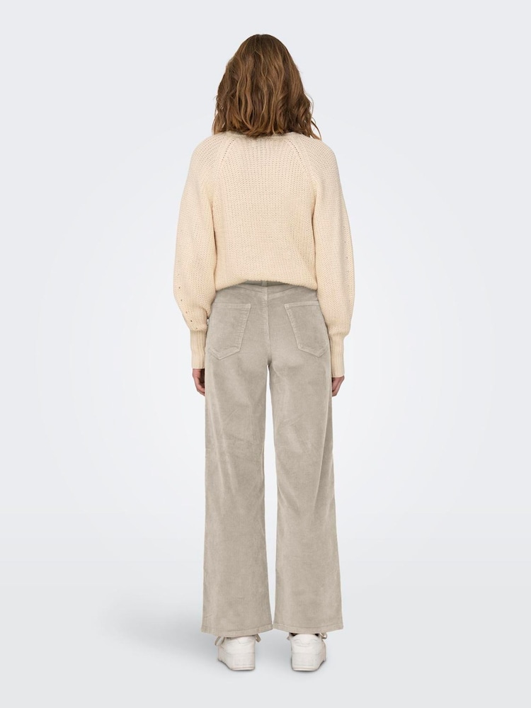 ONLY Cream High Waist Wide Leg Corduroy Trousers - Image 2 of 4