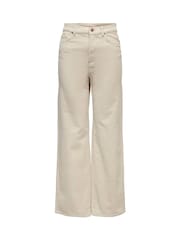 ONLY Cream High Waist Wide Leg Corduroy Trousers - Image 3 of 4