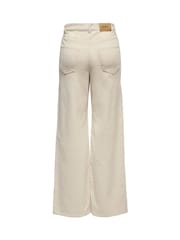 ONLY Cream High Waist Wide Leg Corduroy Trousers - Image 4 of 4
