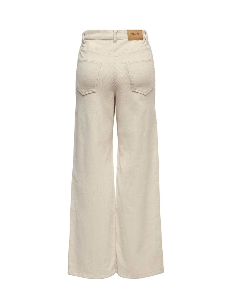ONLY Cream High Waist Wide Leg Corduroy Trousers - Image 4 of 4 ONLY Cream High Waist Wide Leg Corduroy Trousers - Image 4 of 4