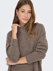 ONLY Brown Knitted High Neck Jumper - Image 1 of 7