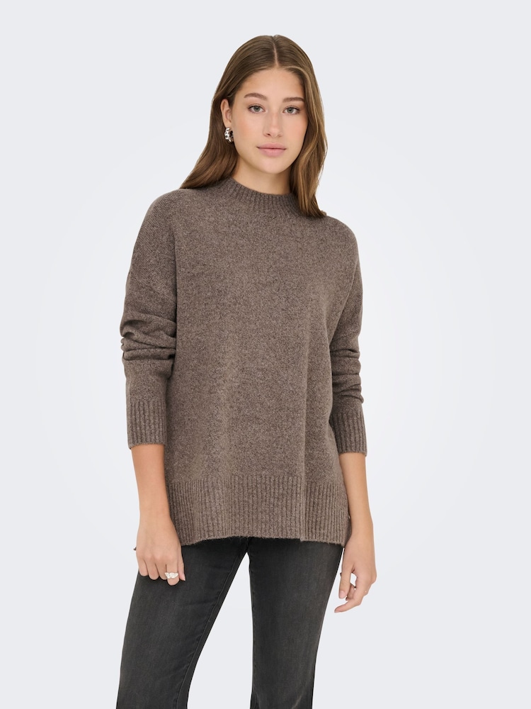 ONLY Brown Knitted High Neck Jumper - Image 2 of 7 ONLY Brown Knitted High Neck Jumper - Image 2 of 7
