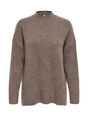 ONLY Brown Knitted High Neck Jumper - Image 6 of 7