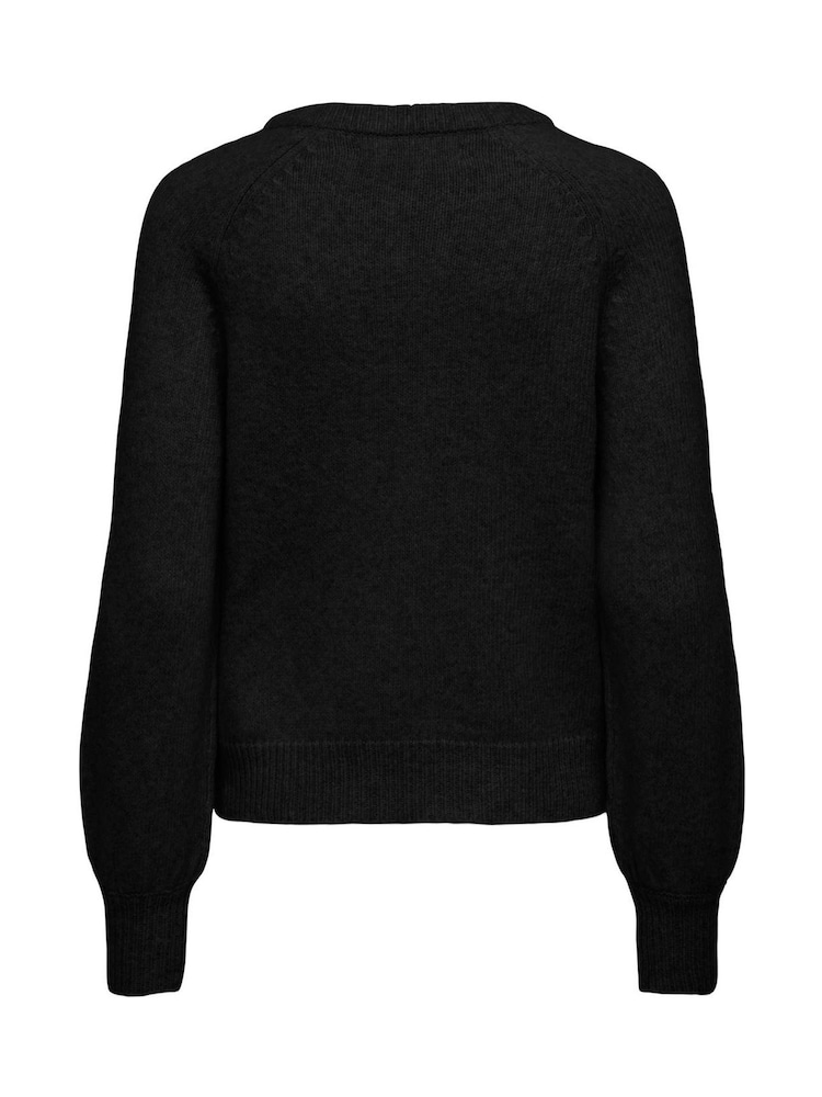 ONLY Black Button Detail Round Neck Knitted Jumper - Image 5 of 5