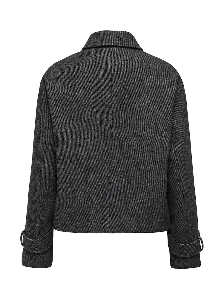 ONLY Grey Textured Short Collared Jacket - Image 3 of 3 ONLY Grey Textured Short Collared Jacket - Image 3 of 3