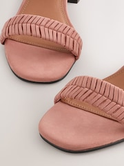 桃粉色 - Forever Comfort® Leather Woven Block Heel Sandals - 圖片 4/5