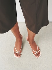 Alb - N.Premium Leather Low Strappy Sandal - Imaginea 1 din 4