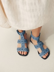 Blue Forever Comfort® Raffia Gladiators Sandals - Image 4 of 11