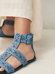 Blue Forever Comfort® Raffia Gladiators Sandals - Image 5 of 11