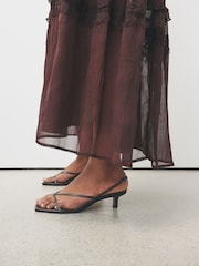 Maro Ciocolată - N.Premium Leather Low Strappy Sandal - Imaginea 1 din 5