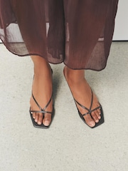 Maro Ciocolată - N.Premium Leather Low Strappy Sandal - Imaginea 2 din 5