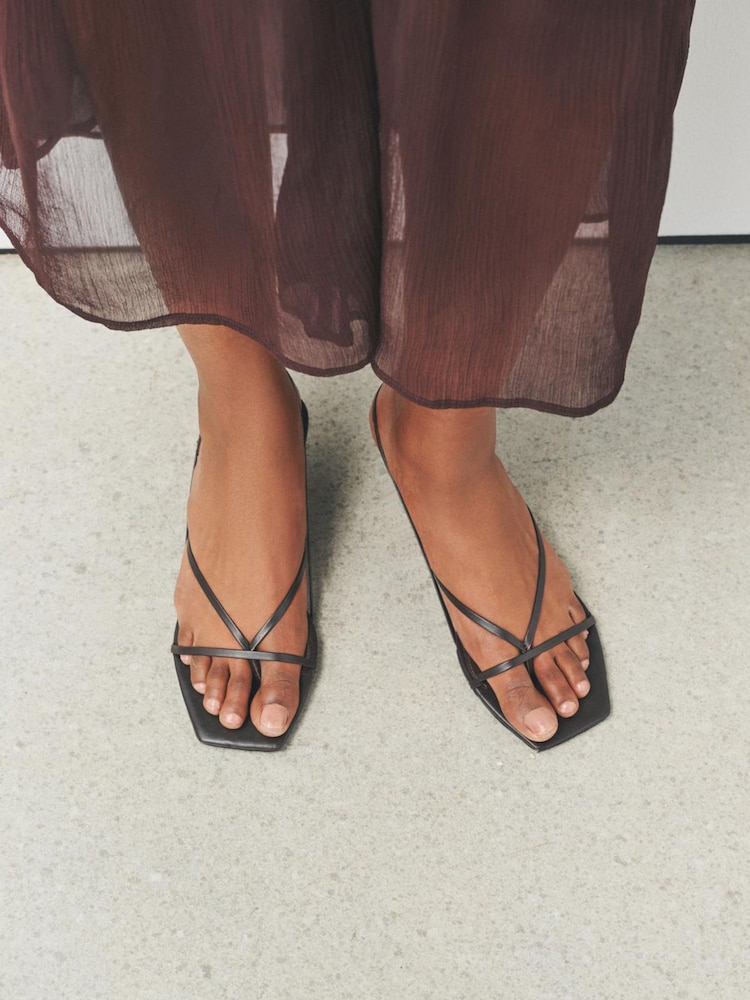 Maro Ciocolată - N.Premium Leather Low Strappy Sandal - Imaginea 2 din 5