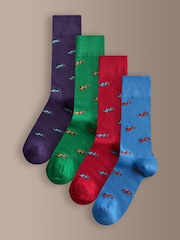 Red/Green/Blue Signature Patterm Socks 4 Pack - Image 1 of 7