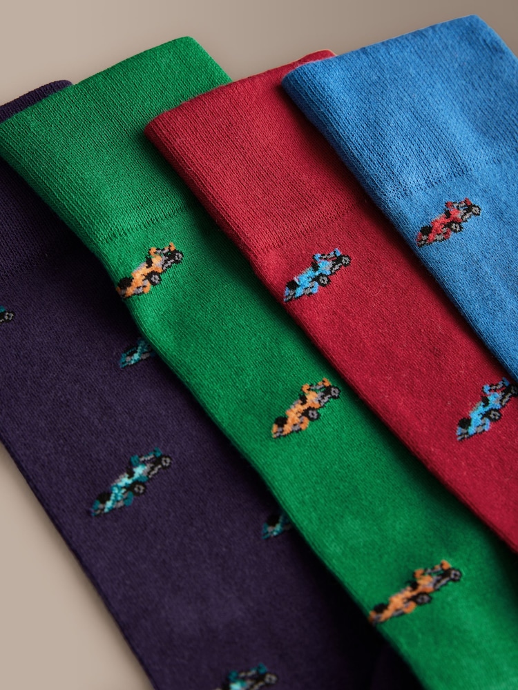 Red/Green/Blue Signature Patterm Socks 4 Pack - Image 2 of 7 Red/Green/Blue Signature Patterm Socks 4 Pack - Image 2 of 7