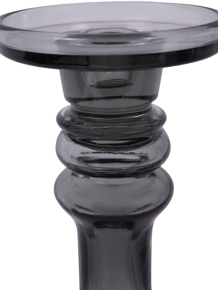 Libra Interiors Grey Vitrum Glass Candle Holder 30cm - Image 5 of 5