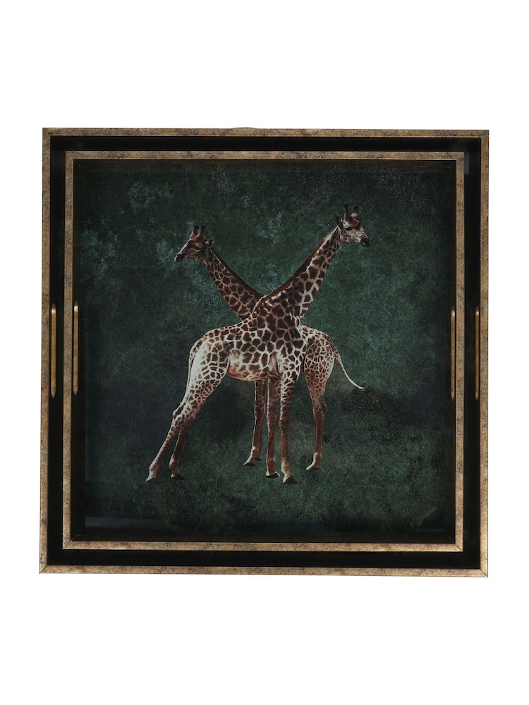 Libra Interiors Green Giraffe Decorative Set of 2 Nesting Trays - Image 2 of 6