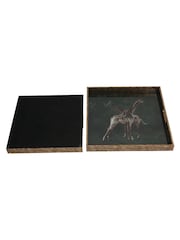 Libra Interiors Green Giraffe Decorative Set of 2 Nesting Trays - Image 3 of 6