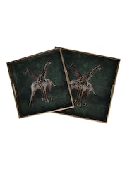Libra Interiors Green Giraffe Decorative Set of 2 Nesting Trays - Image 4 of 6