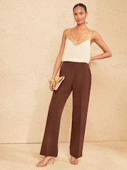 Love & Roses Ivory Petite Sequin V-Neck Printed Vest - Image 3 of 4