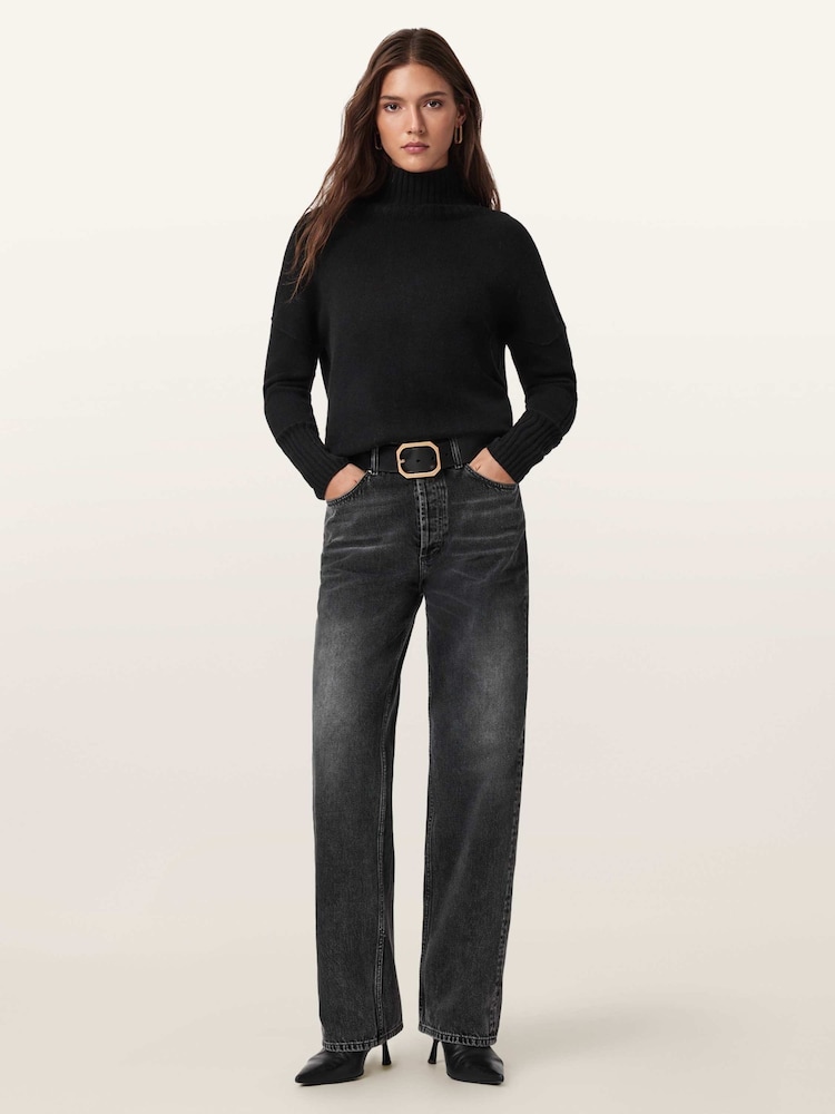 AllSaints Black Ester Roll Neck Jumper - Image 2 of 8 AllSaints Black Ester Roll Neck Jumper - Image 2 of 8