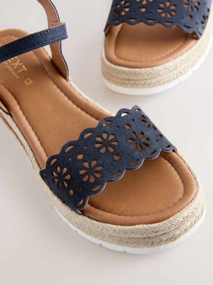 Navy Standard Fit Forever Comfort® Leather Lasercut Wedges - Image 5 of 5 Navy Standard Fit Forever Comfort® Leather Lasercut Wedges - Image 5 of 5