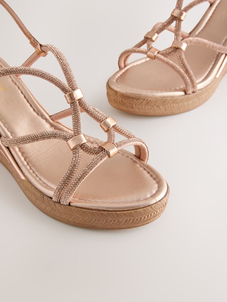 Rose Gold Forever Comfort® Jewelled Wedges - Image 9 of 9