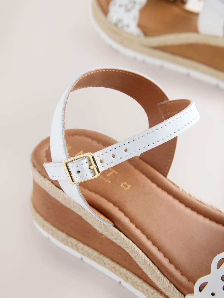 White Standard Fit Forever Comfort® Leather Lasercut Wedges - Image 5 of 5 White Standard Fit Forever Comfort® Leather Lasercut Wedges - Image 5 of 5