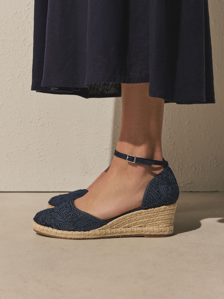Navy Forever Comfort® Closed Toe Swirl Wedge - Image 1 of 10