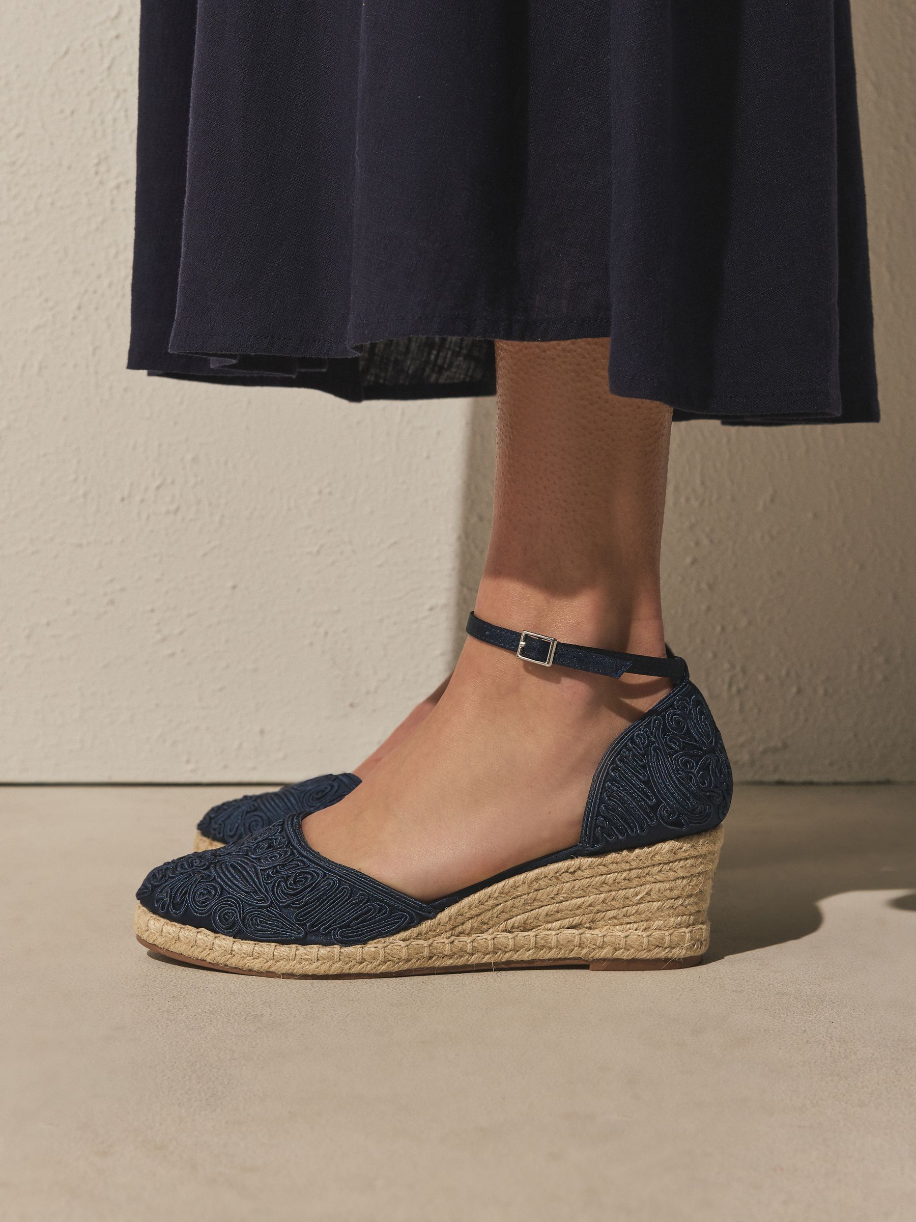 Buy Navy Forever Comfort® Closed Toe Swirl Wedge from Next USA