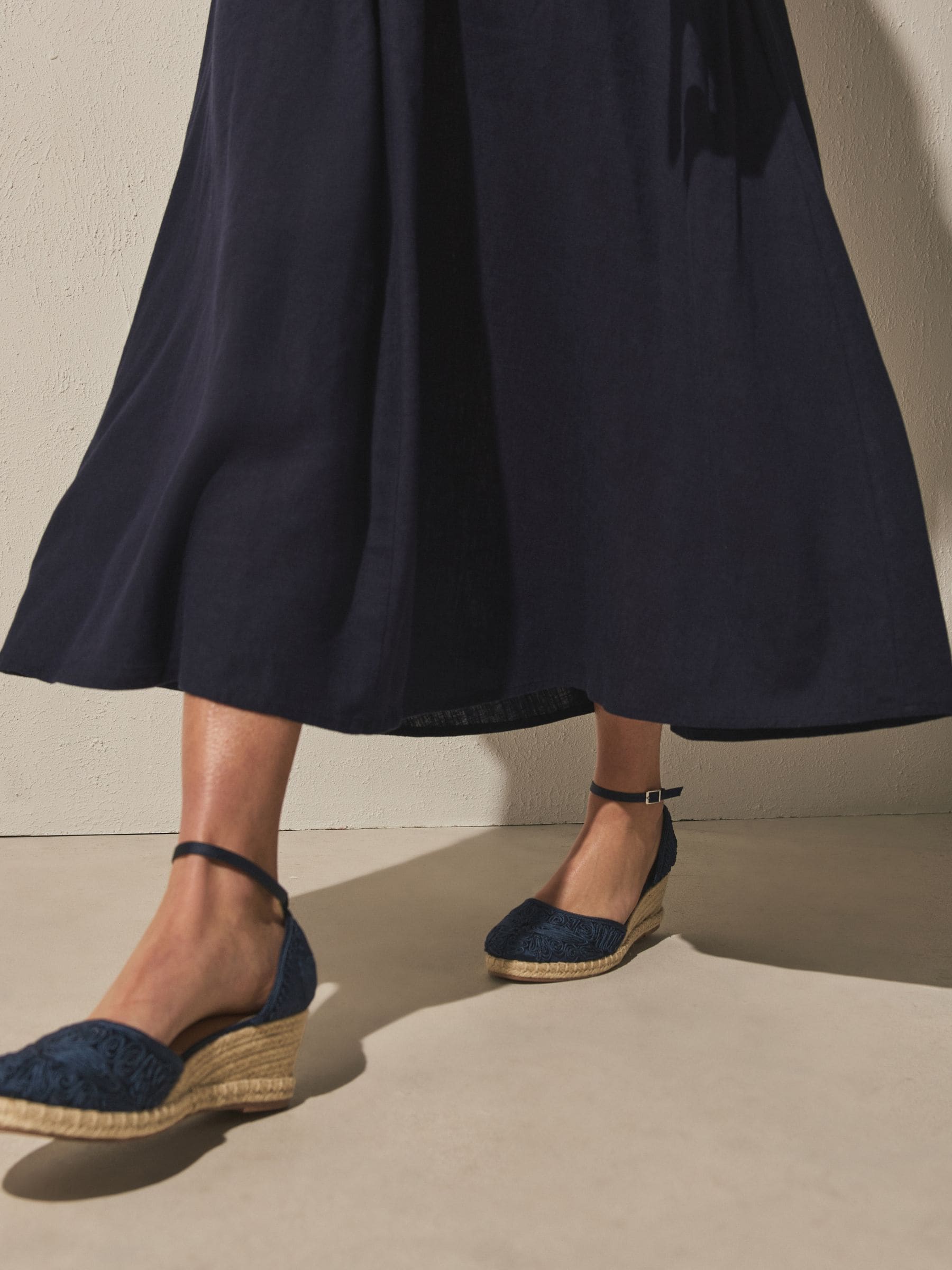 Buy Navy Forever Comfort® Closed Toe Swirl Wedge from Next USA