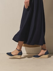 Navy Forever Comfort® Closed Toe Swirl Wedge - Image 4 of 10