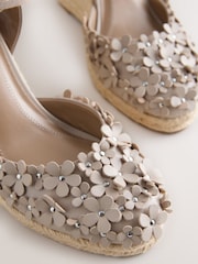 Blush Pink Forever Comfort® Leather Closed Toe Flower Wedge - Image 10 of 10