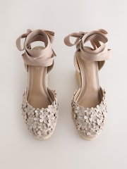 Blush Pink Forever Comfort® Leather Closed Toe Flower Wedge - Image 7 of 10