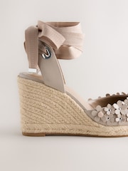 Blush Pink Forever Comfort® Leather Closed Toe Flower Wedge - Image 9 of 10