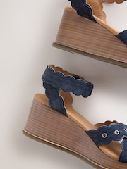 Navy Forever Comfort® Leather Low Cork Wedges - Image 4 of 5