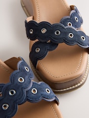 Navy Forever Comfort® Leather Low Cork Wedges - Image 5 of 5