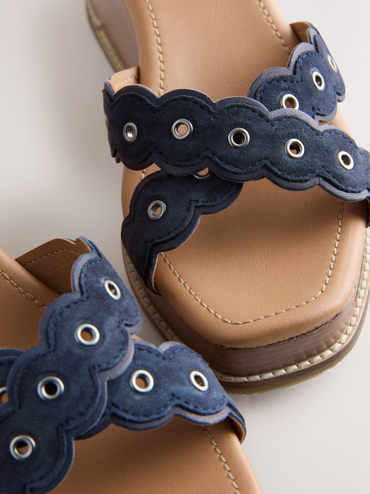 Navy Forever Comfort® Leather Low Cork Wedges - Image 5 of 5