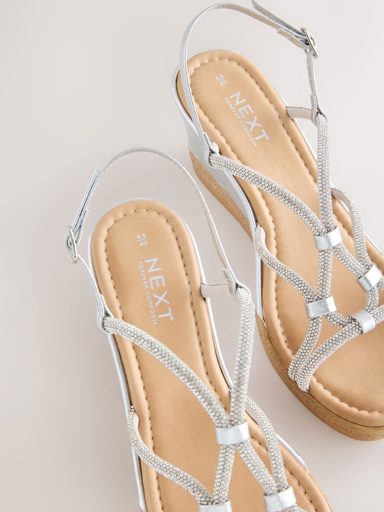 Silver Forever Comfort® Jewelled Wedges - Image 8 of 8