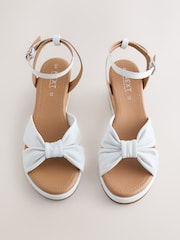 White Forever Comfort® Leather Low Cork Wedges - Image 6 of 9